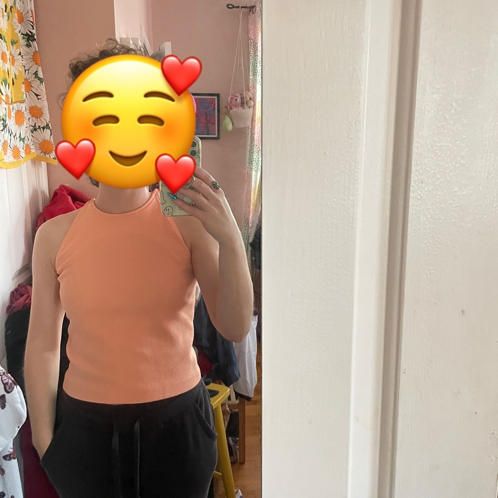 Handmade creamsicle hi neck tank top